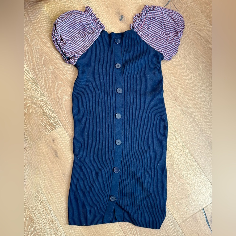 Anthropologie Maeve Navy and Puffy Sleeve Women's Sweater Dress